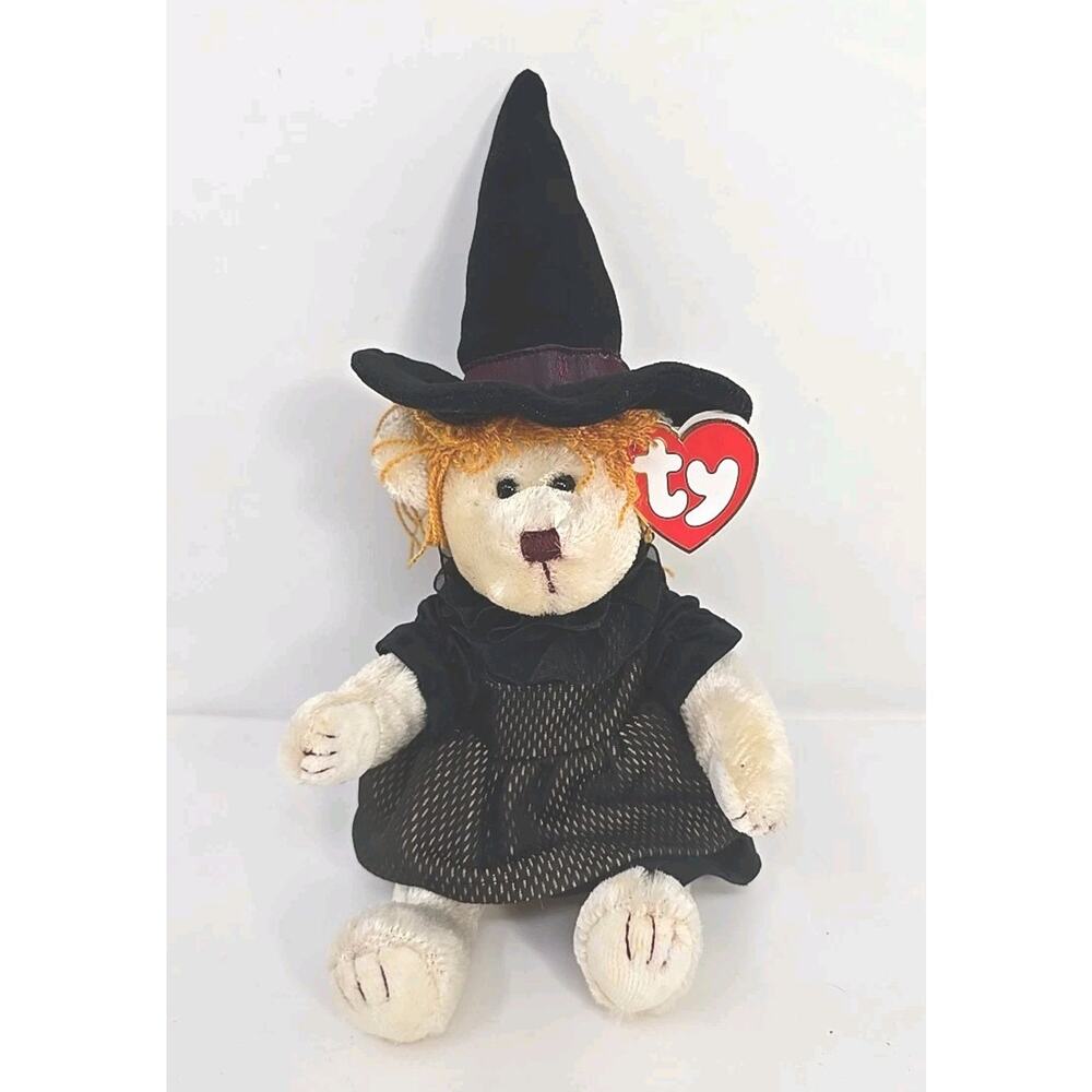 2000 Ty Beanie Baby "Hagatha" Retired Fully Jointed Tan Witch Bear BB30